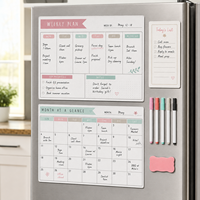 Calendrier magnétique en papier personnalisé et tableau de notes pour réfrigérateur, grille de planification hebdomadaire et mensuelle pour la maison, le bureau et l'école