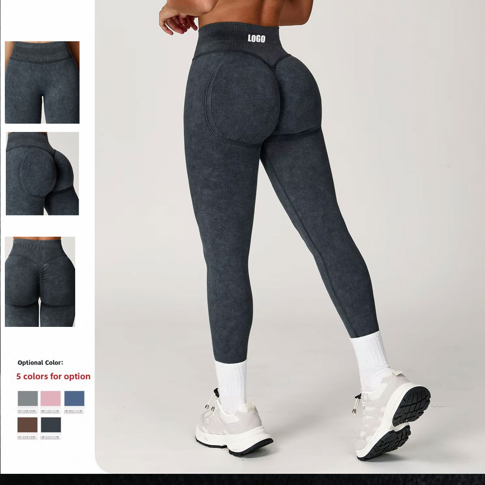 New High Waist Sand Wash Seamless Activewear Leggings Push Up Mujer Scrunch Butt Leggings Gym Clothes Women'S Yoga Leggings
