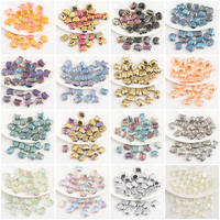 Zhubi 8X10MM transparan bersinar kristal kepala kucing mewah indah menyelesaikan manik-manik kaca datar untuk membuat perhiasan