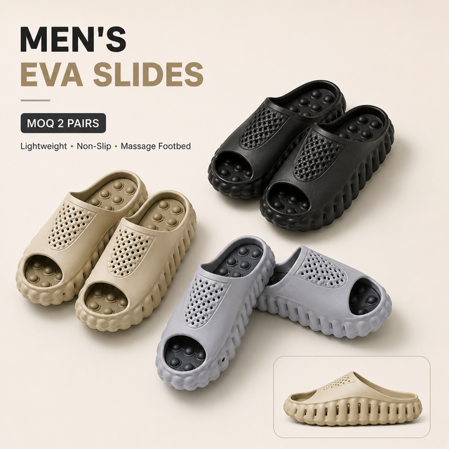 Men EVA Slides Wholesale Non Slip Lightweight Massage Slippers Comfortable Summer Sandals Low MOQ Custom Factory Price