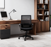 Chaise de bureau ergonomique moderne en maille, hauteur réglable, base pivotante, soutien lombaire indépendant, design confortable pour le bureau à domicile