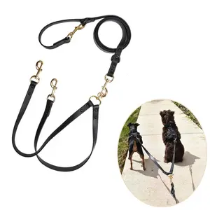 Double Dog Leash No Tangle Swivel Rotation Attachment Dual Walking Training Waterproof Silicone PVC Splitter Dog Lead for 2 Dogs