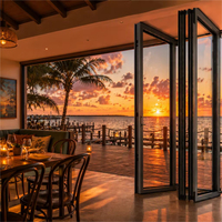 Portes pliantes accordéon modernes de haute qualité pour patio d'hôtel, double vitrage extérieur, résistantes aux ouragans, avec isolation acoustique