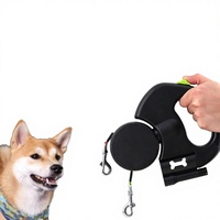 Laisse rétractable double tête deux-en-un avec lumière LED pour promenade automatique des chiens ZY8558