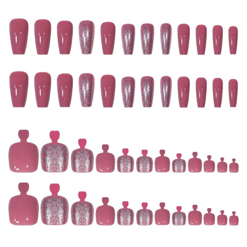 Popular 48pcs Toenails Nails Tips Full Cover Artificial Press on Toe Nails Fingernails Sets
