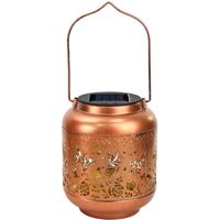 Lámpara LED Solar IP65 Impermeable con Sensor de Luz y Control Remoto, Haz de 360°, Araña de Hierro Forjado Hueca para Jardín y Patio Exterior, CRI 80
