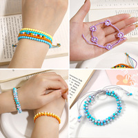 Manik-manik Akrilik Bulat Warna-warni 4mm untuk Pembuatan Gelang, Manik-manik Plastik, Manik-manik Lepas Grosir untuk Kerajinan DIY