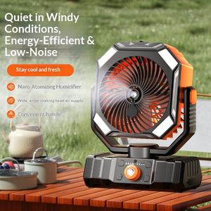 Ventilateur <span class=keywords><strong>de</strong></span> camping extérieur Hikeon avec lumière LED, 4 vitesses, rechargeable par USB, étanche, alimenté par batterie, portable, à suspendre/à poser, utilisation en cas d'urgence - Product Image 3