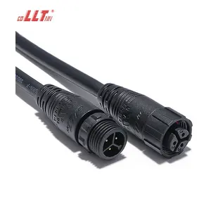 LLT M16 250V 15A IP67 3针电动发光二极管过模制电缆防水连接器