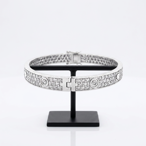 Bracelet jonc haut de gamme en argent 925 avec diamant CVD de laboratoire certifié IGI 5-6 carats VVS VS, design articulé pour femme - Product Image 4