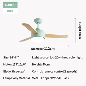 New Arrival 44inch Điều khiển từ xa động cơ đồng <span class=keywords><strong>LED</strong></span> quạt trần với ánh sáng bán buôn 3 Ván ép Blades Đèn quạt - Product Image 6