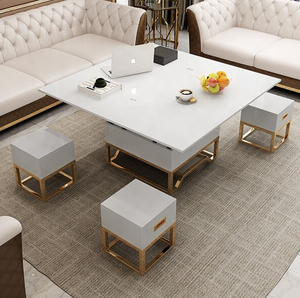Modern High Gloss Coffee Tea <strong>Table</strong> Tv Stand Set with Hidden Seat Stool <strong>Centre</strong> Tea <strong>Table</strong> and Tv Cabinet Combination - Product Image 2