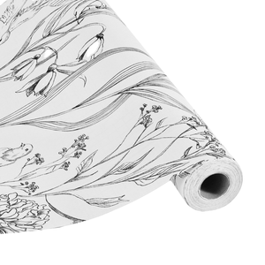Papel Tapiz Autoadhesivo de Vinilo con Diseño Floral Botánico Blanco, 44x1000 cm, Impermeable, Minimalista para Dormitorio - Product Image 1