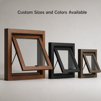 Fenêtre à auvent en PVC finition grain de bois, triple vitrage en verre trempé, dimensions personnalisées pour la construction de villas