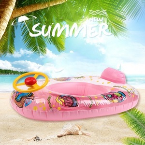 Anillo de natación inflable para niños, diseño de volante con forma de coche, patrón de dibujos animados, juguete acuático para jugar en la piscina - Product Image 4