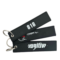 Porte-clés brodé personnalisé en tissu avec logo, double face, style « Flight Tag », vente en gros pour fabricants