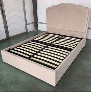 Lit de rangement moderne à plateforme hydraulique, sans sommier requis, tête de lit haute, simple, double, de luxe, <span class=keywords><strong>matrimonial</strong></span>, king size, avec vérin à gaz - Product Image 5