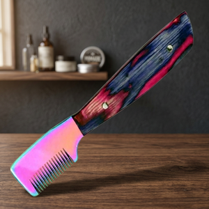 ASAP BEAUTY PAKISTAN ABP-1060 Tondeuse à cheveux en acier inoxydable avec manche en bois multicolore et peigne de dégradé à dents CNC durcies de 3 pouces - Product Image 4