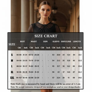 ZYHT 9122 Abito da Donna Nero con Paillettes, Maniche Lunghe in Rete, Mini Abito con Pannello Trasparente, Vestito a Linea A Svasato - Product Image 4