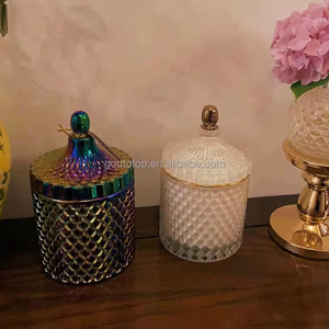 <span class=keywords><strong>Portacandele</strong></span> in Vetro di Lusso Vuoti all'Ingrosso con Bordi Dorati e <span class=keywords><strong>Portacandele</strong></span> Bianchi con Coperchi per Decorazioni Matrimoniali - Product Image 5