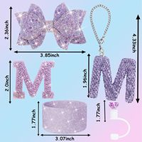 Ensemble d'accessoires pour gobelets de 40 oz, 5 pièces : breloques lettres, pailles à nœuds, protège-gobelet en silicone scintillant pour gobelets de 30 oz ou 40 oz (gobelet non inclus)