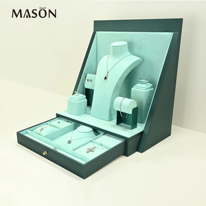 Vitrine de présentation de bijoux Mason Advanced, présentoir de bijoux personnalisé vert, ensemble de présentoirs de bijoux avec tiroir, étagère à bijoux pour l'affichage en magasin - Product Image 3