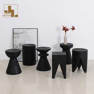 סגנון נורדי עגול שולחן צד מעץ מלא מלון סלון מלון צורות שונות ריהוט שולחן פינתי שחור