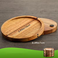Ensemble de sous-verres ronds en bois d'acacia au design moderne fabriqués sur mesure avec support en métal salle à manger maison thé vin café table de cuisine bol tapis de vaisselle