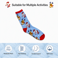 Chaussettes de Noël en coton confortables OEM, design personnalisé, couleurs variées, chaussettes de fête, chaussettes en jacquard tricoté pour homme et femme, pour la vie quotidienne