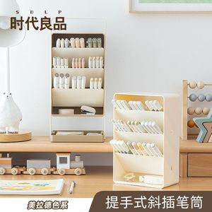Minimalist Storage Rack Angled Pen Holder Plastic Desktop Organizer For Students Office Use - Product Image 2
