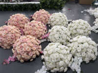 Décoration de mariage de style moderne, fleurs roses écologiques, centre de table, rose en soie, boule artificielle, vente en gros d'usine