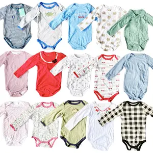Wholesale Mixed New Born Cute Long Sleeve Summer Cotton Infant Baby Boys Girls Jumpsuits stock lots Rompers