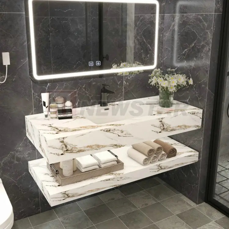 Accessori da bagno a parete con montaggio a parete da bagno vanità bagno moderno in pietra sinterizzata vanità bagno