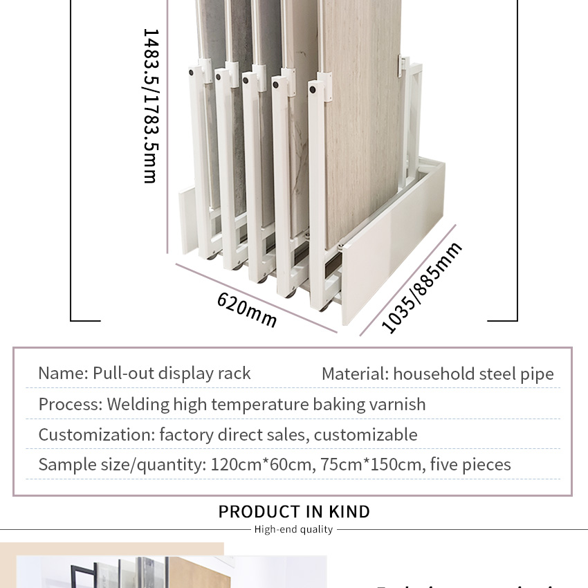 Tsianfan Metal Marble Rotating Displays Stand Showroom Granite Pull-Push Ceramic Tile Display Rotate Stone Tiles Display Rack