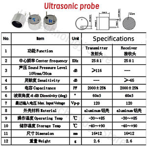 Sonde ultrasonique ouverte émetteur-récepteur 25 kHz 16 mm TCT40-16mm TCT25-16T/R (type divisé) pour détection ultrasonique 16 mm 25 kHz - Product Image 4