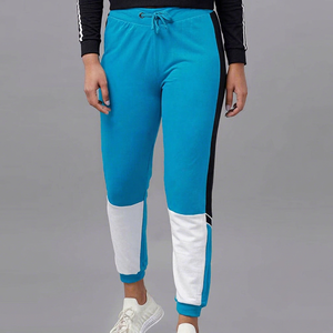 Pantalones Deportivos de Punto Azules para Mujer, con Franja Lateral, Cintura con Cordón Ajustable, Largo hasta el Tobillo, Corte Regular, para Otoño - Product Image 1