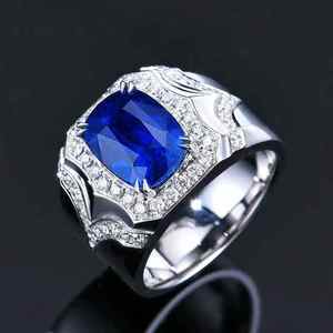 Bague en saphir bleu naturel SGARIT 9,24 ct, bijoux en diamant naturel 46 pièces 1,13 ct, certificat AIGS+NGTC, bijoux de luxe - Product Image 2
