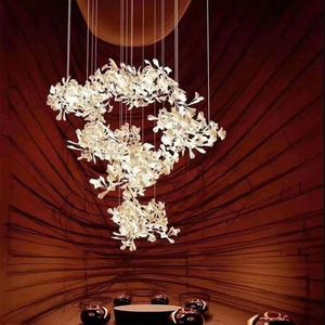 Lustre créatif en forme de feuille de fleur blanche fantaisie, décoration de mariage, salon, salle à manger, luminaire suspendu, vente chaude - Product Image 5