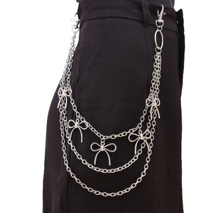 Women's Multi Layer Metal Waist <b>Chain</b> With Bow Pendant Hip Hop Fashion Accessory Daily Wear Zinc Alloy - Product Image 6