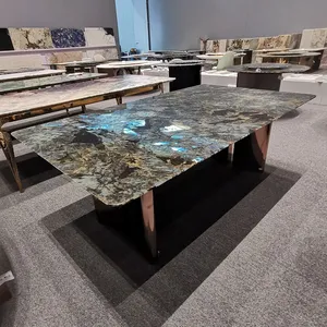 Zarif ev mobilya mavi yeşim granit taş yemek masası
