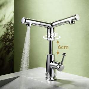 Grifo de Baño Multifuncional Simple para el Hogar, Agua Fría y Caliente, a Prueba de Salpicaduras, Extraíble, Giratorio, para Lavabos y Fregaderos - Product Image 5