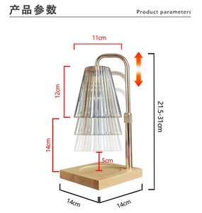 Lampe de table moderne réglable avec base en bois, abat-jour conique en cristal marron, col flexible E26 LED, grande taille pour la décoration de chambre - Product Image 3