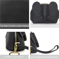 Dompet koin lucu kartun hewan kulit sapi PU dompet gajah kulit asli dompet koin Mini dompet koin kulit