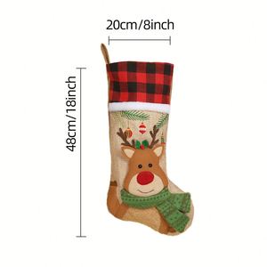Calcetín Navideño Personalizado de Jengibre con Monograma Bordado, Nombre de la Familia, Elfo, Muñeco de Nieve, para Decoración de Fiestas en Casa - Product Image 2