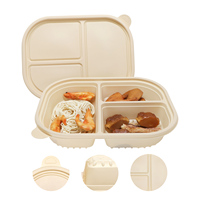 Barquette alimentaire en amidon de maïs personnalisée Rosinpack avec couvercle, 4 compartiments, biodégradable, pour plats à emporter