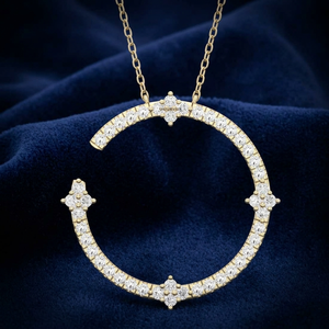 จี้เพชรเพาะเลี้ยงทรงวงกลมลายดอกไม้ ชุบโรเดียม ทอง 10K 14K 18K เงินแท้ 925 935 เครื่องประดับสำหรับงานหมั้น - Product Image 1