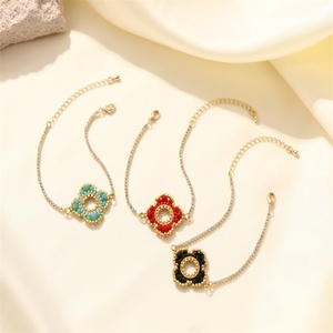 Custom Personalized Jewelry Beads Flower Charm Rhinestone Tennis Chain <b>Bracelets</b> - Product Image 1