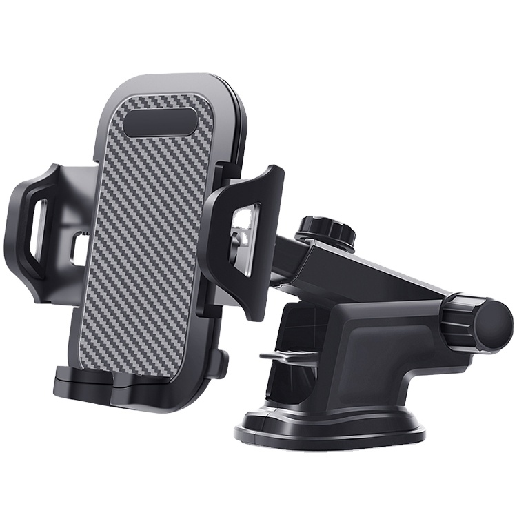 Оптовая продажа с фабрики в Шэньчжэне, регулируемый автомобильный держатель сотового телефона с углеродной текстурой, держатели с креплением на приборную панель с одним касанием