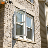 Ventana Abatible de PVC para Exteriores de Edificios Altos, Resistente al Viento, Ventanas Abatibles de Doble Acristalamiento de UPVC