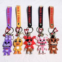 Vente en gros de porte-clés Five Nights at Freddy's, porte-clés en PVC, caoutchouc, silicone, dessin animé 3D, anime, pendentif pour sac à dos, porte-clés de voiture, cadeau